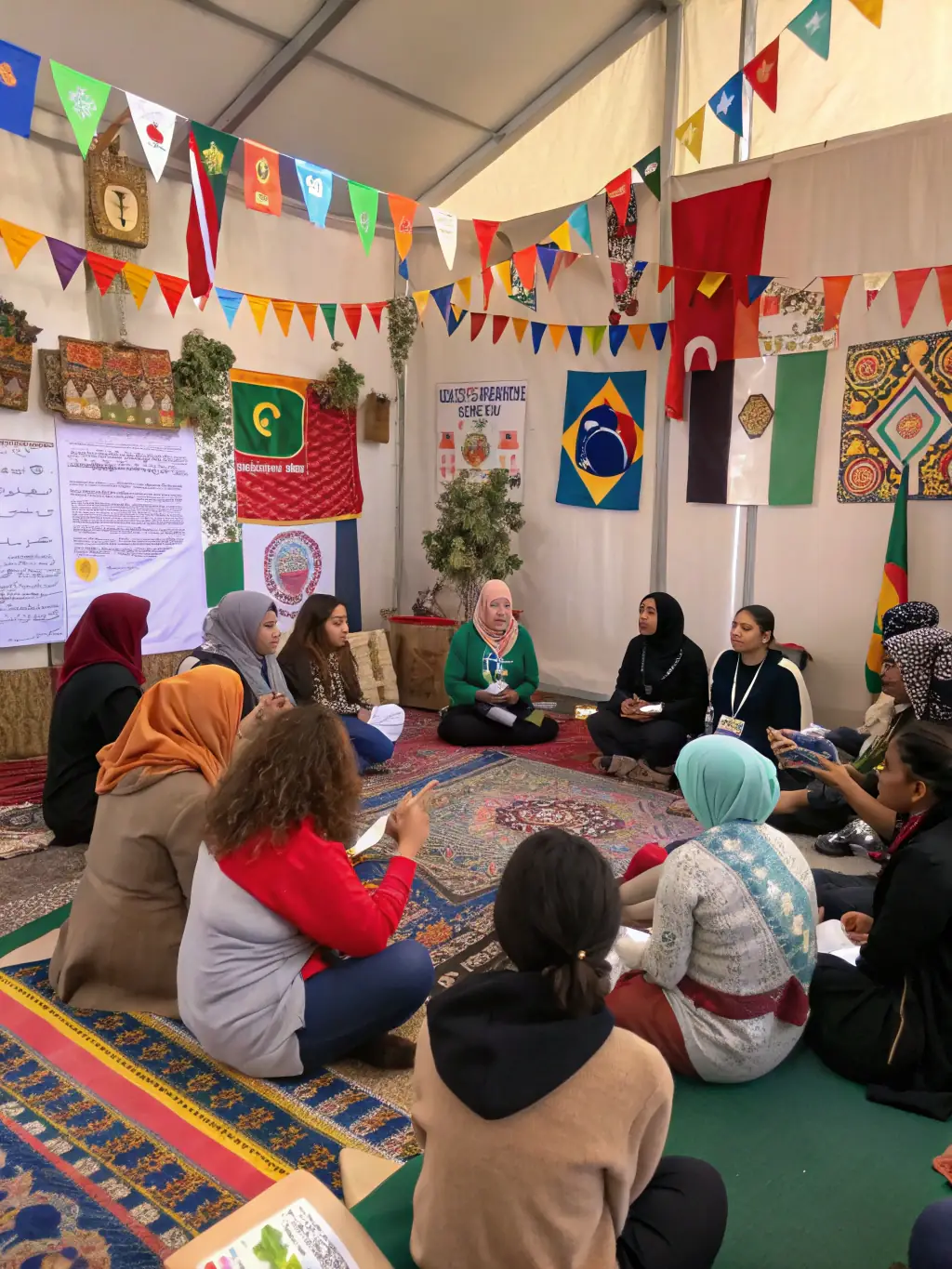 A vibrant scene from a COMPAGNIE PACE artistic event, showcasing community engagement and cultural exchange.