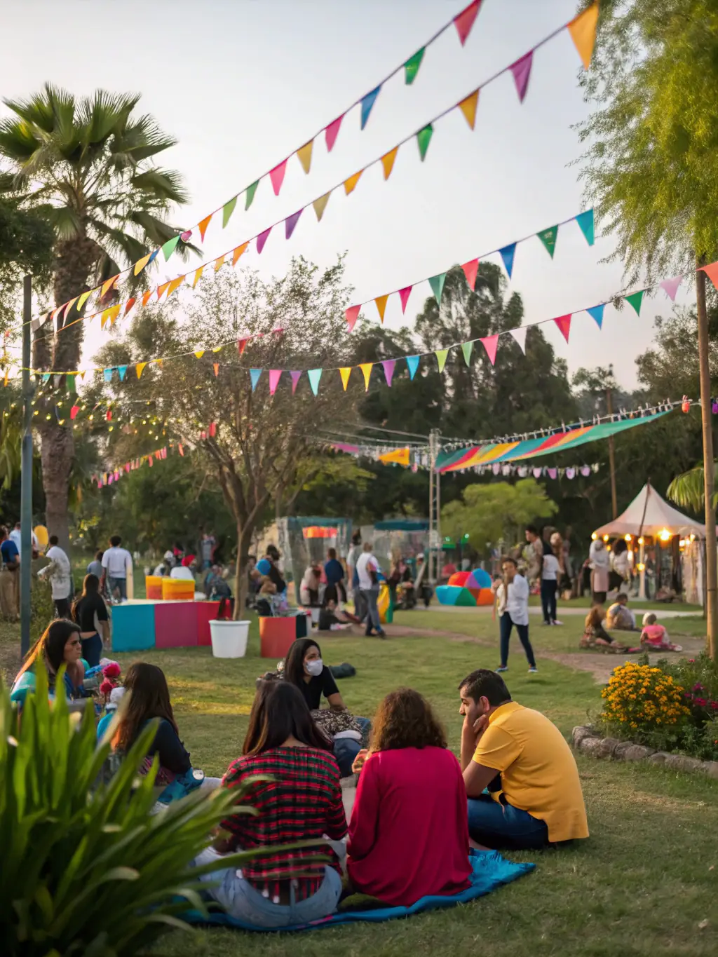 A photograph of a COMPAGNIE PACE event, showcasing the culmination of a project with community members and artists celebrating their achievements.